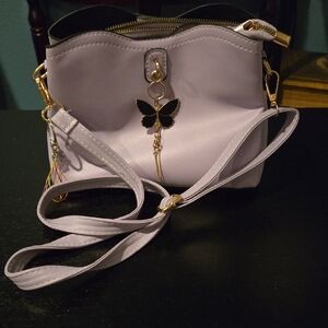 Amazon Lavender Crossbody Bag with Butterfly Accent